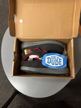 Hey Dude Hot Wheels Kids Black Canvas with Red and Yellow Flame Detail
